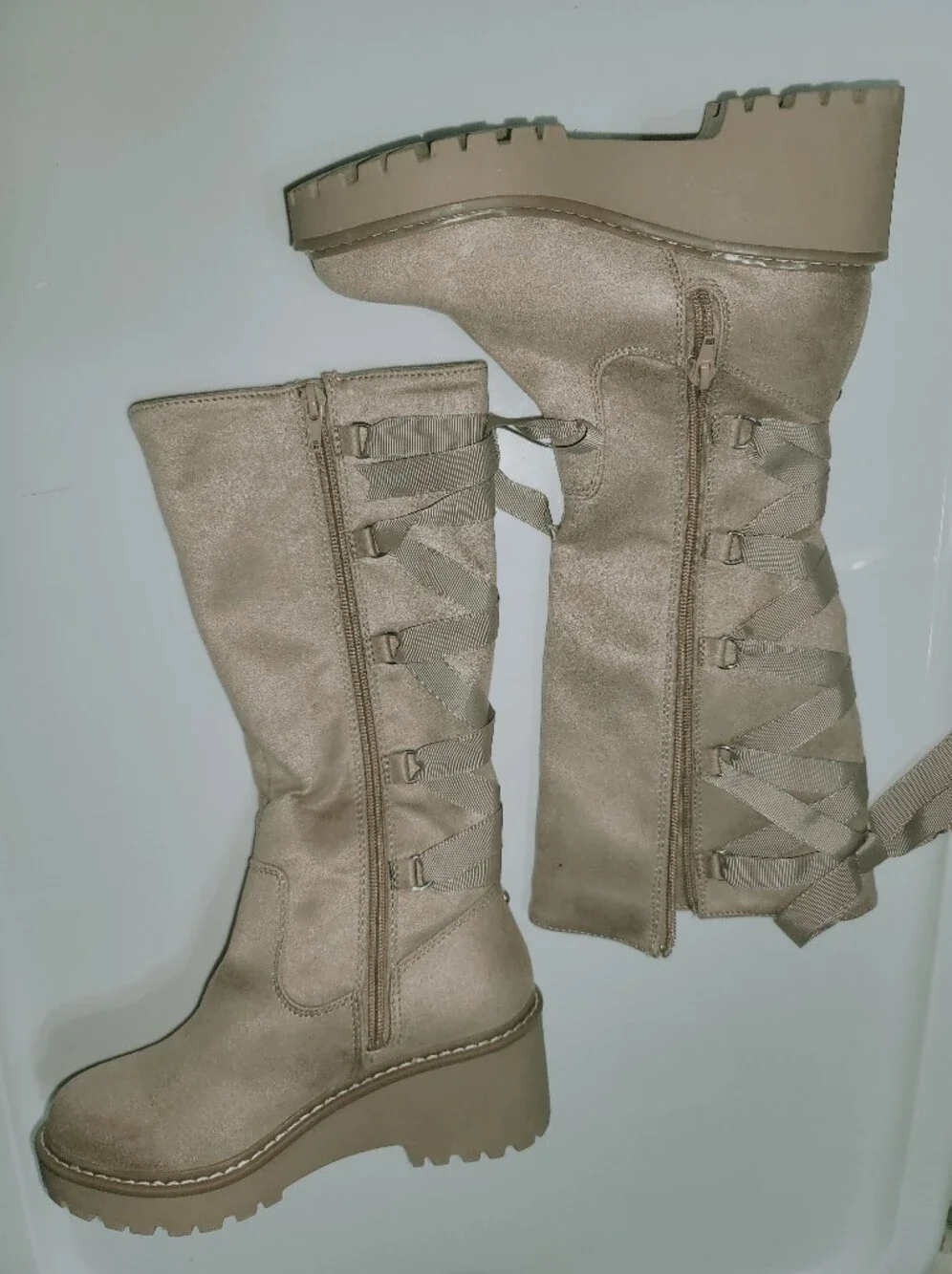 DV by Dolce Vita Frankie Girl's Vegan Leather/Faux Suede Mid-Calf Wedge Lug Boot